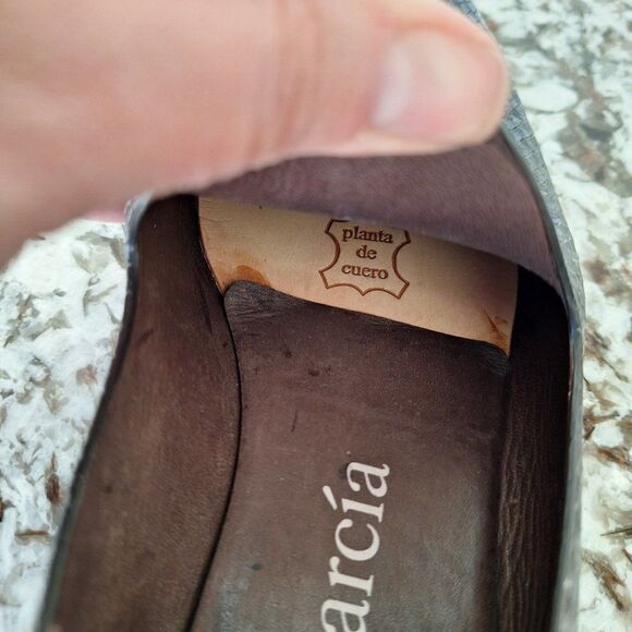 Pedro Garcia Brown Leather snike print Loafers  Size 38.5 - Picture 6 of 9